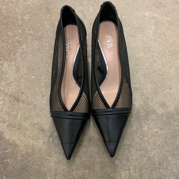 Zara witchy whimsigoth kitten heels pointed toe mesh heels vampy - Picture 2 of 6